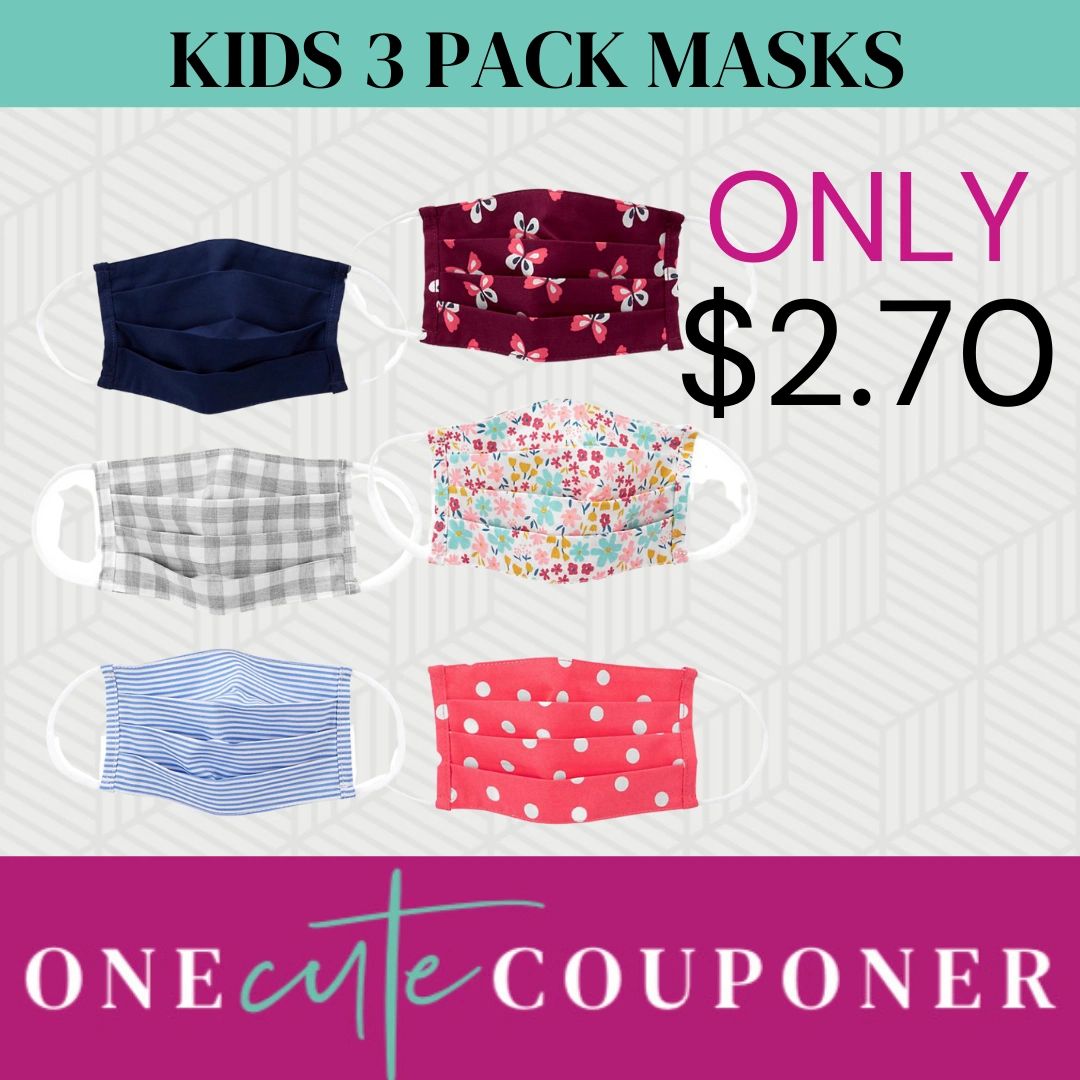 Kids 3 Pack Masks, Only $2.70