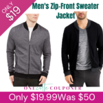Men’s Zip-Front Sweater Jacket only $19 Thumbnail