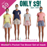 Women’s 3pc Set only $9! Tee, Shorts, and Mask! Thumbnail