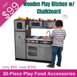 ONLY $99! Wooden Play Kitchen with Chalkboard and 30-Piece Play Food Accessories (was $199) Thumbnail