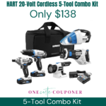 ONLY $138! HART 20-Volt Cordless 5-Tool Combo Kit (2) 1.5Ah Lithium-Ion Batteries and 16-inch Storage Bag Thumbnail