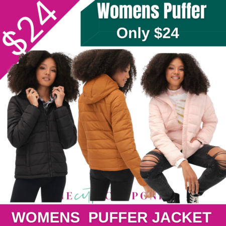 Women’s Hooded Puffer Coat Only $24! Thumbnail