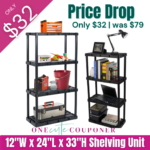 12″W x 24″L x 33″H 4-Shelf Garage Shelving Unit ONLY $32 (was $73) Thumbnail