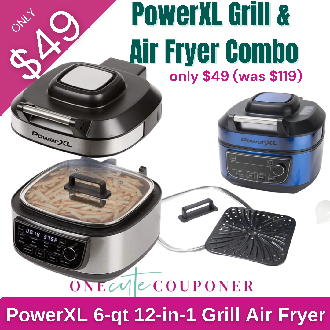 49 Was 119 Powerxl 1550w 6 Qt 12 In 1 Grill Air Fryer Combo One Cute Couponer 3001