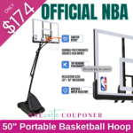 Price Drop! Official NBA 50″ Portable Basketball Hoop with Polycarbonate Backboard $174! Thumbnail