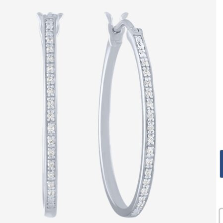 84% off! 1/10 CT. T.W. Genuine Diamond Sterling Silver 25mm Hoop Earrings Only $19.99 (was $124) Thumbnail