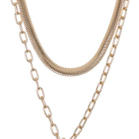 ONLY $5! Layered Herringbone Chain & Initial Pendant Necklace Set Thumbnail