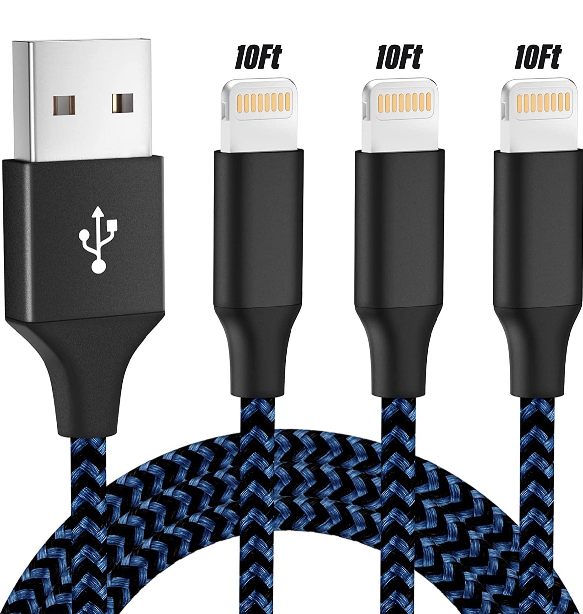 iPhone Charger Lightning Cable 3Pack 10FT Nylon Braided ONLY 7! 3 Pack