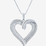 White Diamond Sterling Silver Heart Pendant Necklace $91 Thumbnail