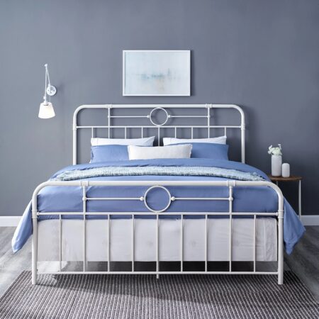 Antique White Metal Pipe King Bed $525 (was $925) Thumbnail