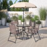 PRICE DROP! 6 Piece Patio Set with Umbrella,Table & 4 Folding Chairs ONLY $172! ( was $354) Thumbnail