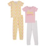 ONLY $8! Baby Girl & Toddler Girl 4PC Tight Fit Cotton Sleep Set, Size 12M-4T Thumbnail