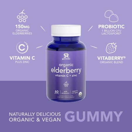 ONLY $9.95! Elderberry Gummies Concentrate (65:1) with Vitamin C, Zinc & Probiotics for Immune Support & Gut Health Thumbnail