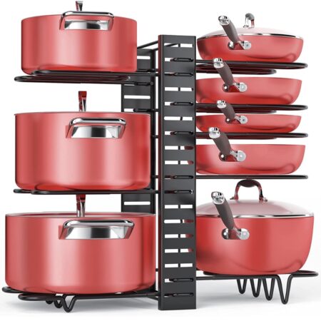 ONLY $20! Adjustable Pots and Pans Organizer under Cabinet with 8 Tiers, Large & Small Pot Organizer Rack Thumbnail