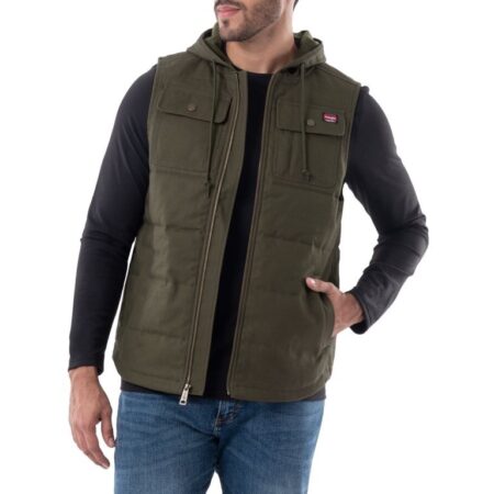 🔥HOT! Only $7.00! Wrangler Workwear Men’s Quilted Lined Duck Vest with Hood Thumbnail