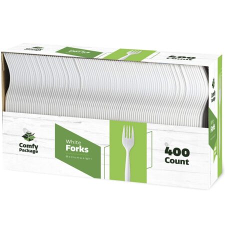 $11.99! 400 Light-Weight White Disposable Plastic Forks Thumbnail