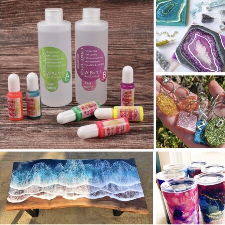 66% OFF! Epoxy Resin Clear Crystal Kit  16oz for Art, Jewelry Making, Bonus 6 Neon Resin Pigment, 4 pcs Graduated Cups, 3pcs Sticks, 1 Pair Rubber Gloves Thumbnail