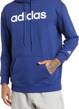 ONLY $10.49! Adidas Drawstring Logo Hoodie BLUE ONLY Thumbnail