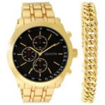 Mens Gold Bracelet & Watch Set ONLY $20! Thumbnail
