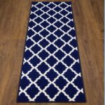 ONLY $15! Non-slip Rubberback Moroccan Trellis Design Runner Rug, 20″ x 59″, Navy Thumbnail