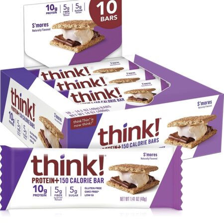 Price drop! think! Protein Bars with Fiber, Digestive Support, S’mores, Snack Bars 1.4 Oz (10 Count) Thumbnail