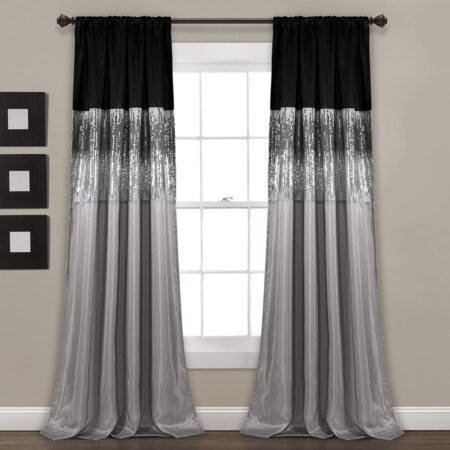 PRICE DROP! Lush Décor Sparkle Curtain Panel 84″ x 42″, Grey and Black ONLY $23! (was $49) Thumbnail