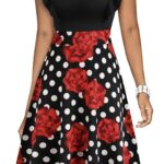 ONLY $26! Women’s Vintage Ruffle Floral Flared A Line Swing Casual Cocktail Party Dress Thumbnail