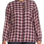 ONLY $5! Women’s Plus Size Ruffle Plaid Woven Long Sleeve Top. 4 colors available Thumbnail