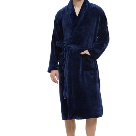 ONLY $18.99! Mens Fleece Robe Plush Collar Shawl Bathrobe Thumbnail