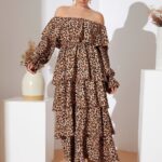 Allover Print Ruffle Trim Layered Hem Dress ONLY $27! Thumbnail