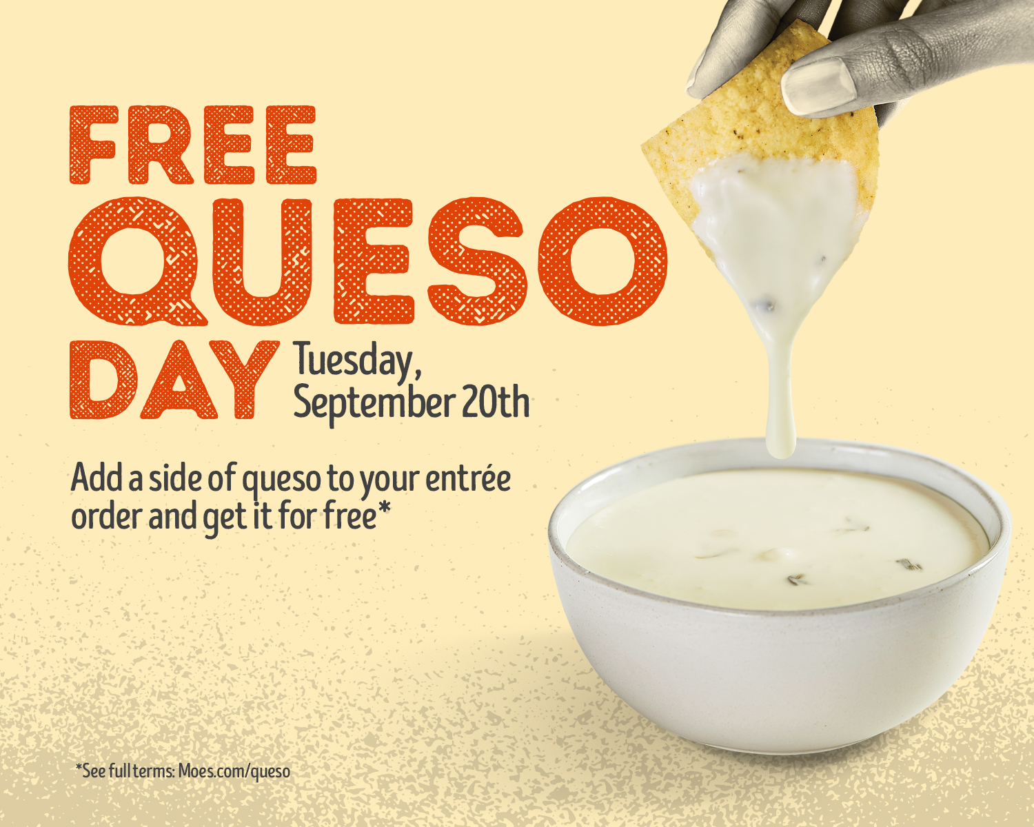 FREE Queso today only at Moe's! no purchase necessary » One Cute Couponer