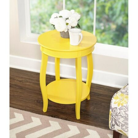 PRICE DROP! Round Accent Side Table with Shelf Yellow ONLY $64.23 Thumbnail