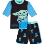 Star Wars The Mandalorian Baby Yoda Boys Short Sleeve Rashguard & 4 Way Stretch Swim Trunks, 2-Pc Swim Set ONLY $6 Thumbnail