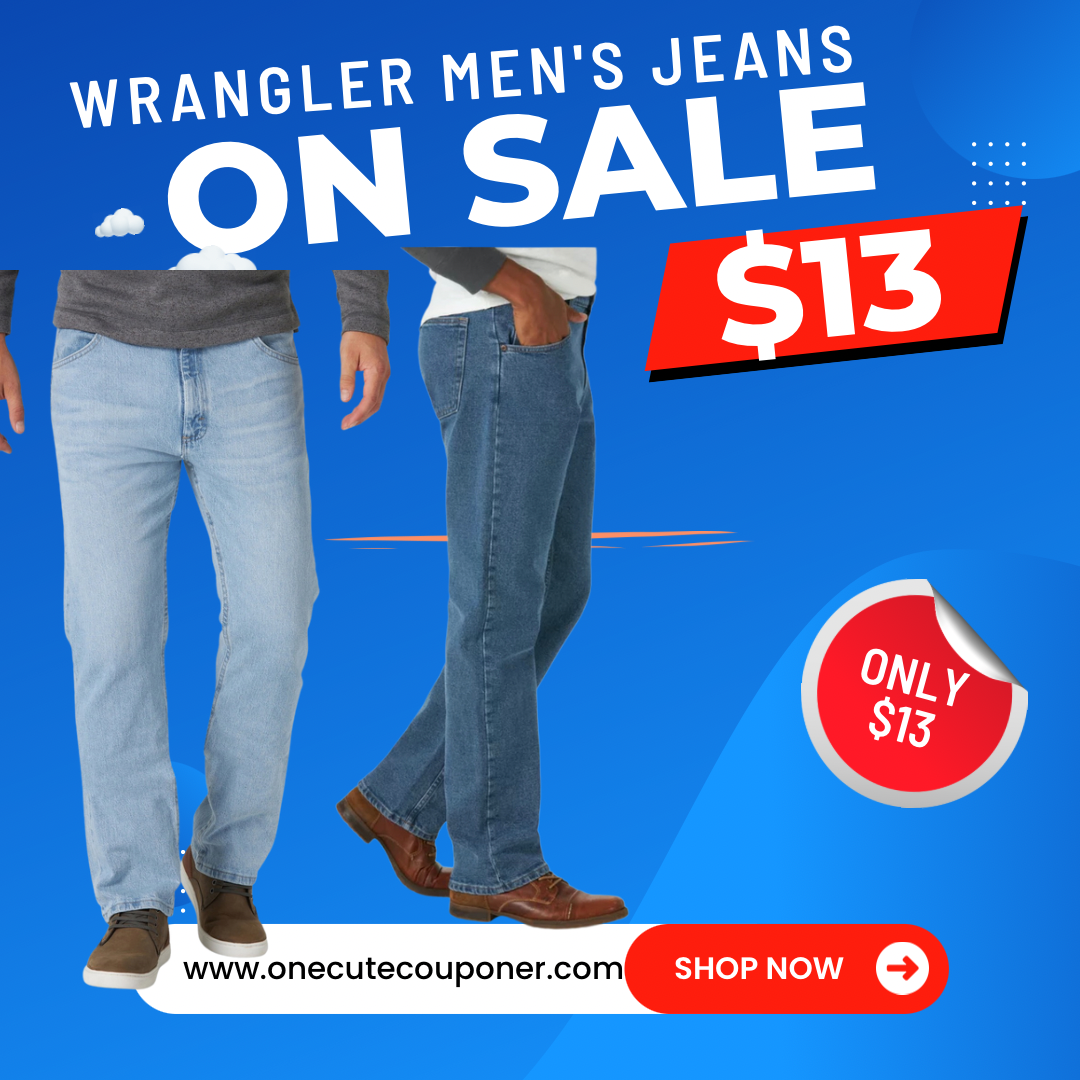 ONLY $13! Wrangler Men’s and Big Men’s Regular Fit Jeans with Flex ...