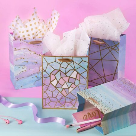 Colorful Marble Pattern Gift Bags with Tissue Paper (4Pack) ONLY $6.55 (was $12.99)! Thumbnail
