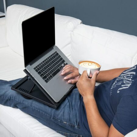 ONLY $10! Adjustable Portable 8 Position Lap Top Desk with Built in Cushions Black Thumbnail
