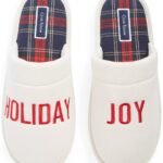 ONLY $18 Men’s Holiday Joy Waffle-Knit Embroidered Mule Slippers Thumbnail