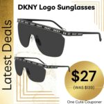Matte Black & White ‘DKNY’ Logo Shield Sunglasses Thumbnail