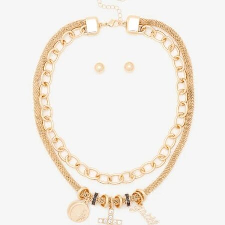 Only $3.59! Gold Layer Faith Necklace & Studs Thumbnail