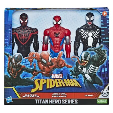HOT DEAL! $20! Marvel Spider-Man Titan Hero Series Spider-Man (Miles Morales) Armored Venom 3-Pack Thumbnail