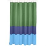 ONLY $6.60! Bathroom Shower Curtain – Green/Navy/Blue Stripe 72 Inch Thumbnail