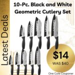 HOT DEAL! 10-Pc. Black and White Geometric Cutlery Set Thumbnail