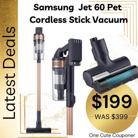 HOT DEAL! Samsung Jet 60 Pet Cordless Stick Vacuum  NOW $199! (WAS $399) Thumbnail