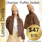 This is a really great dupe for a Louis Vuitton look! Checker Corduroy Puffer Jacket Thumbnail