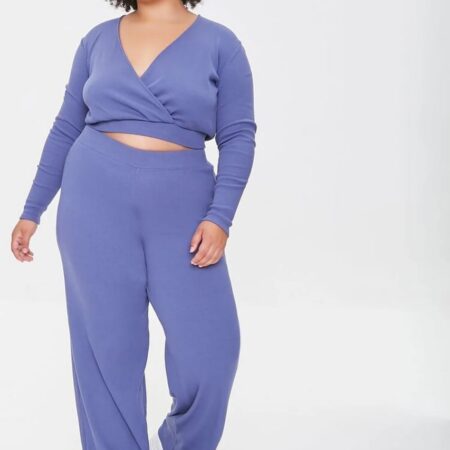 HOT DEAL! ONLY $6! Plus Size Crop Top & Pants 2 piece Set (USE CODE: PLUSEXTRA50) Thumbnail