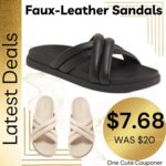Faux-Leather Puff Cross-Strap Sandals for Women Thumbnail