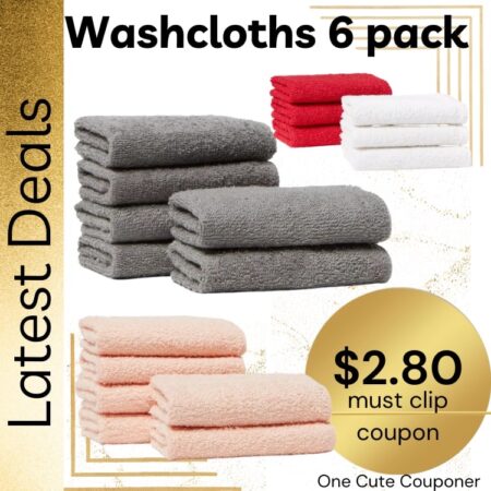 6pk Washcloth Sets ONLY $2.80 ( MUST CLIP COUPON) Thumbnail