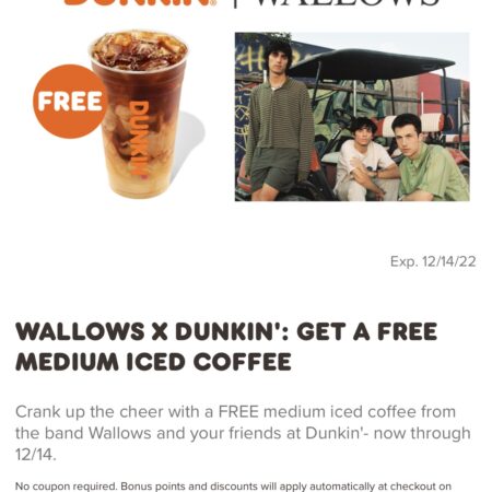 RUN! Get a FREE medium iced coffee from DUNKIN! no purchase required Thumbnail