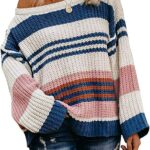 Women’s Long Sleeve Crew Neck Striped Sweaters ONLY $12! Thumbnail