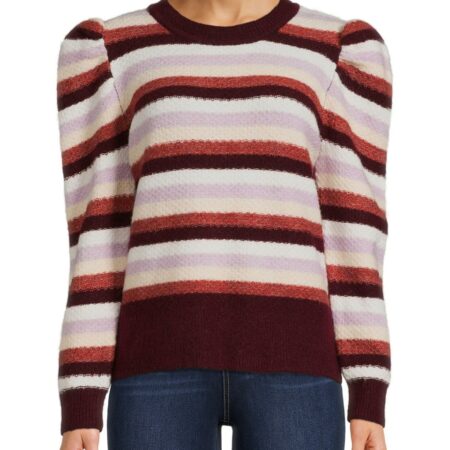 Time & Tru Women’s Striped Puff Sleeve Sweater NOW $14.98 (was $23.98) Thumbnail